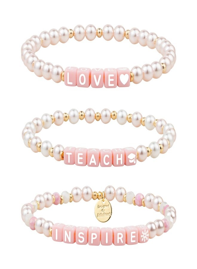 DoDoBeads 3pcs Teacher Bracelets for Women and Men, Beaded Teachers Bracelet, Teacher Appreciation Gifts with Gift Box - Image 1
